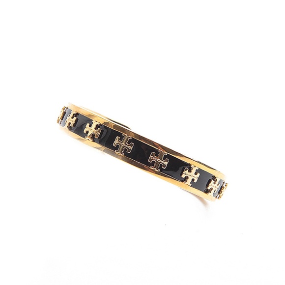 NEW Tory Burch Black Raised Logo Cuff Bracelet - Picture 7 of 8